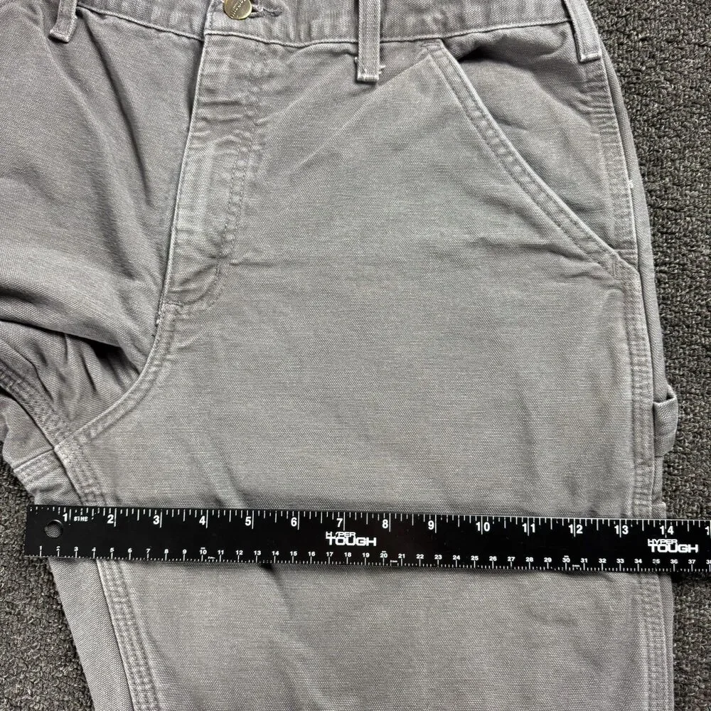 Carhartt Flannel Lined Dungaree Pants Size 34X30 Gray B111 GVL Workwear